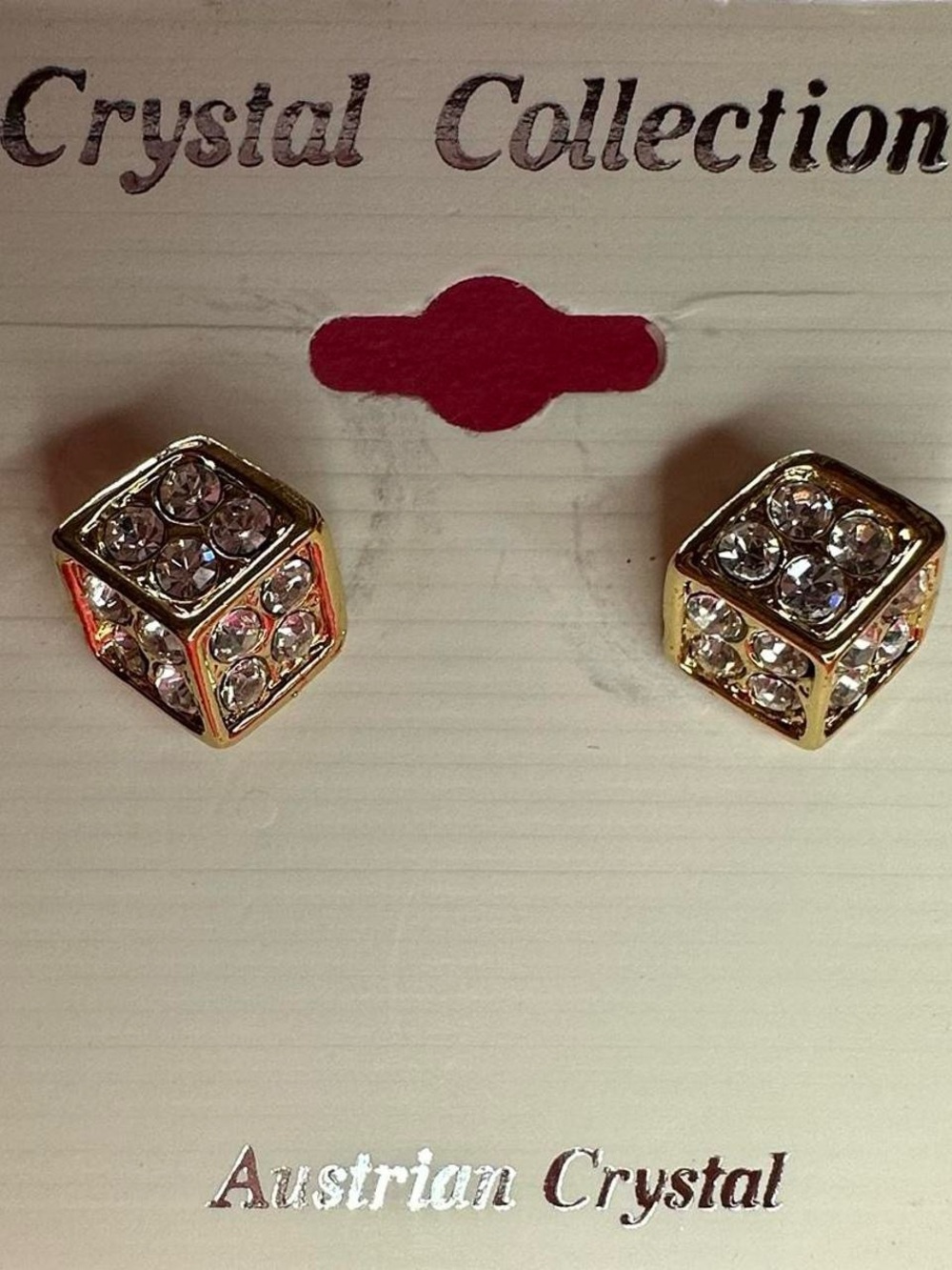 Austrian crystal y2k themed stud dice earrings.